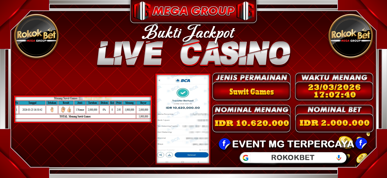 Bukti JP situs Rokokbet hari Senin, 23 Maret 2026