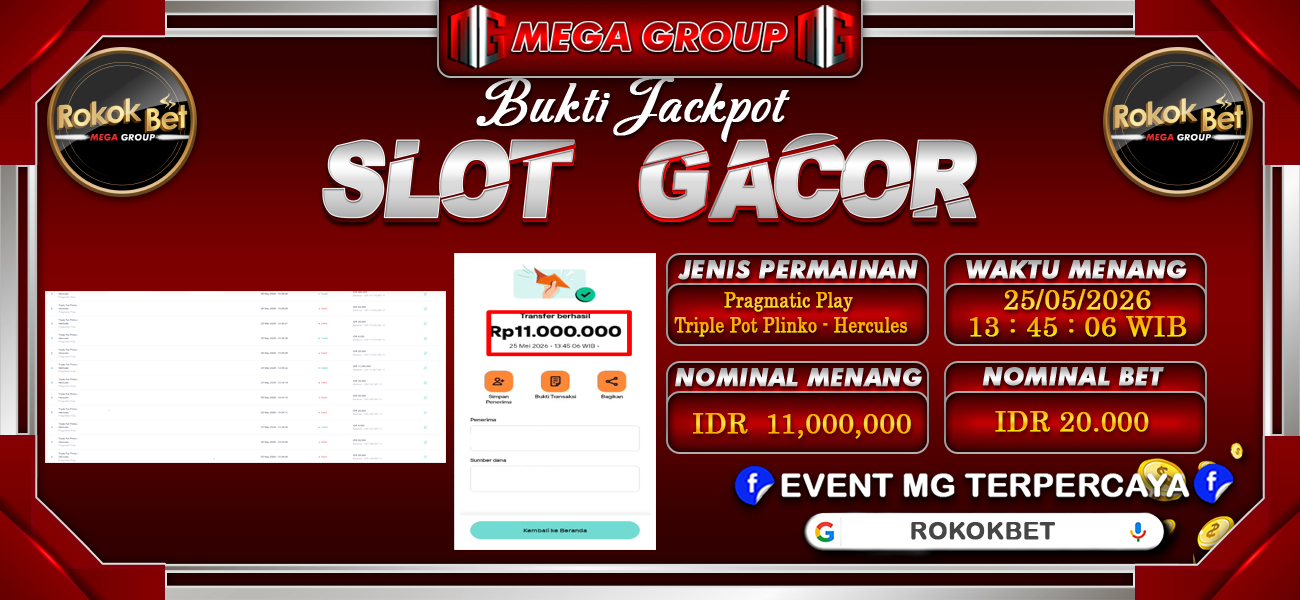 Bukti JP situs Rokokbet hari Senin, 25 Mei 2026