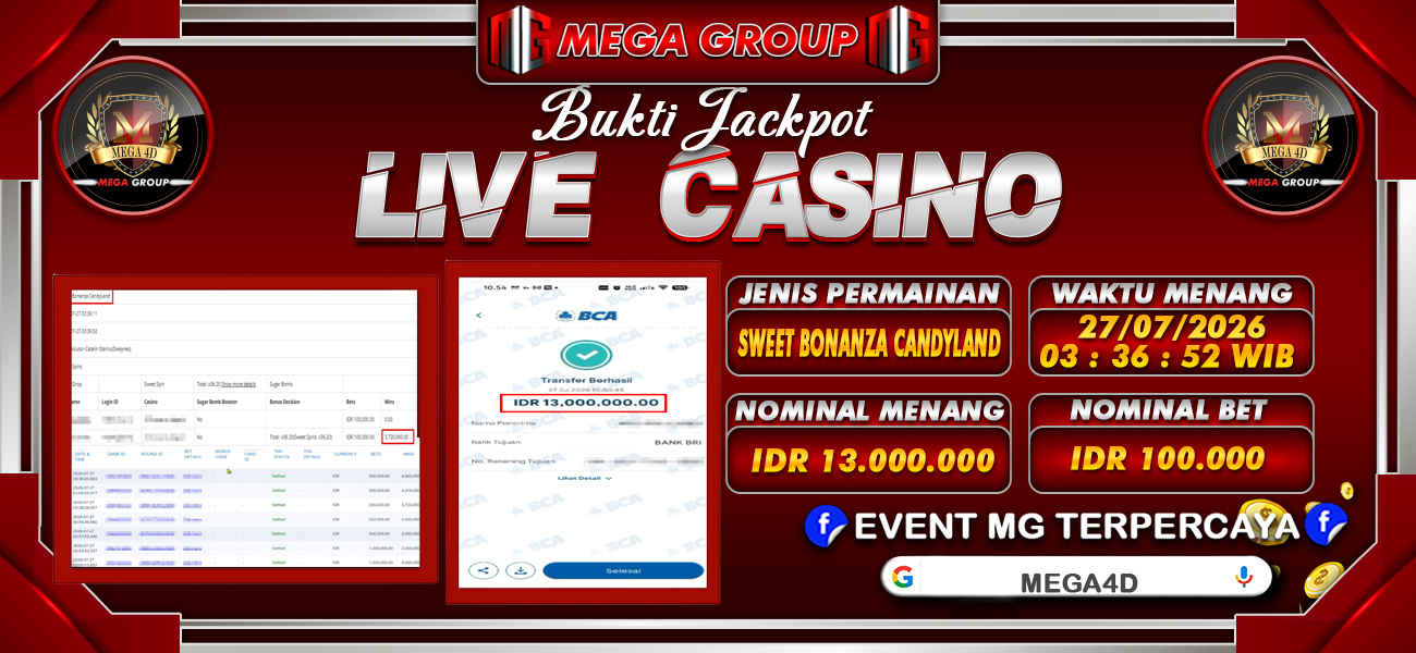 Bukti JP situs Mega4D hari Senin, 27 Juli 2026