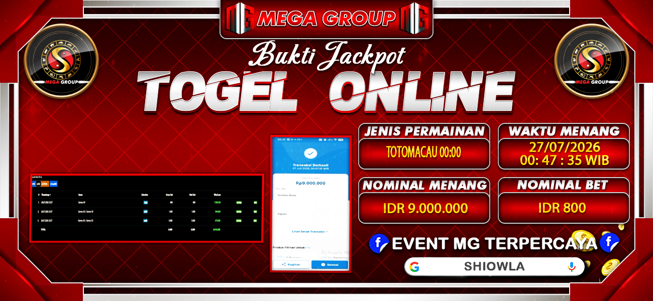 Bukti JP situs Shiowla hari Minggu, 26 Juli 2026